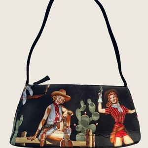 Vintage Style Western Cowgirl Small Purse Black